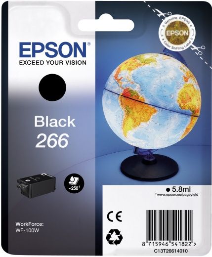 Картридж струйный Epson T266 C13T26614010 черный (5.8мл) для Epson WF-100W