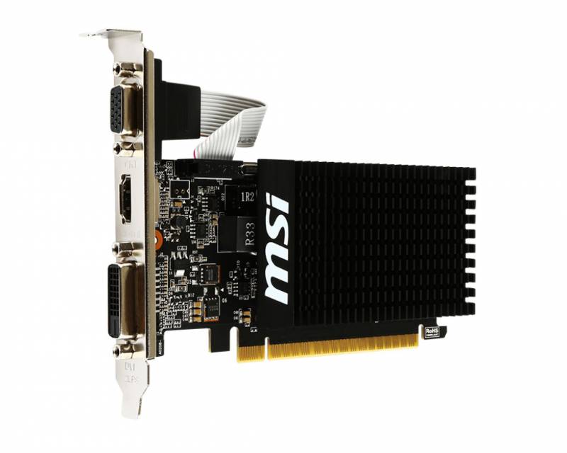 Видеокарта MSI PCI-E GT 710 2GD3H LP nVidia GeForce GT 710 2048Mb 64bit DDR3 954/1600 DVIx1/HDMIx1/CRTx1/HDCP Ret low profile