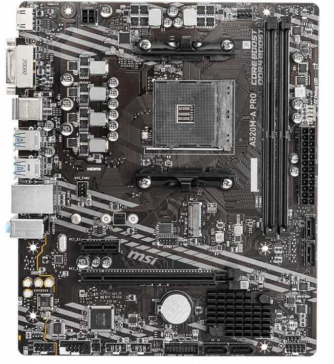 Материнская плата MSI A520M-A PRO Soc-AM4 AMD A520 2xDDR4 mATX AC`97 8ch(7.1) GbLAN RAID+DVI+HDMI