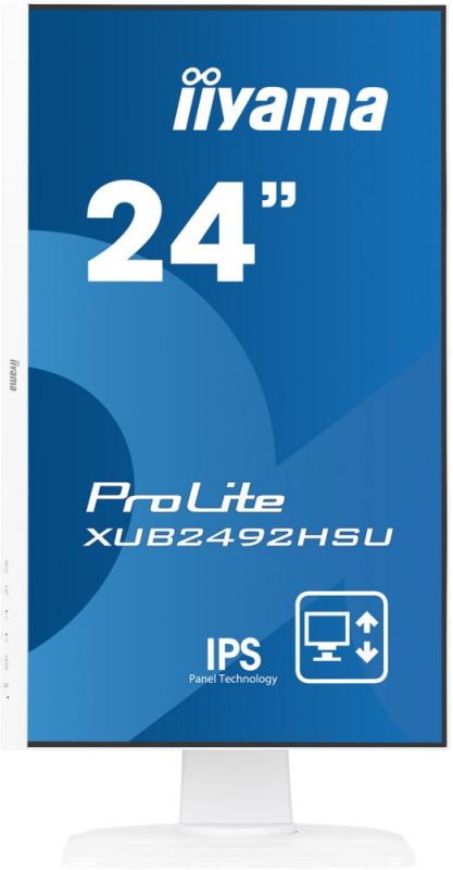 Монитор Iiyama 23.8" ProLite XUB2492HSU-W1 белый IPS LED 5ms 16:9 HDMI M/M матовая HAS Pivot 1000:1 250cd 178гр/178гр 1920x1080 D-Sub DisplayPort FHD USB 5.45кг