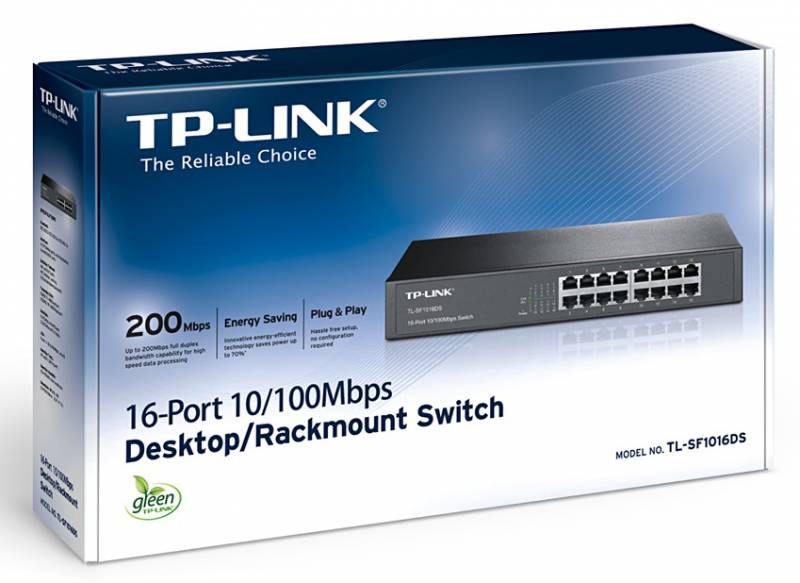 Коммутатор TP-Link TL-SF1016DS 16x100Mb неуправляемый