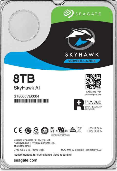 Жесткий диск Seagate Original SATA-III 8Tb ST8000VE0004 SkyHawkAI (7200rpm) 256Mb 3.5"